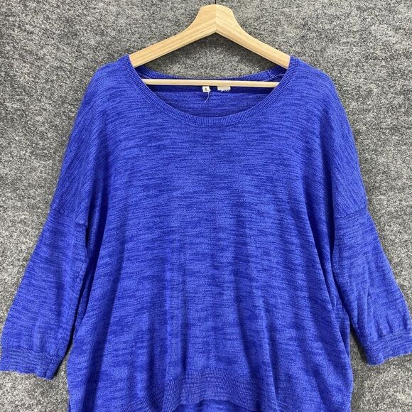 Moth Sweater Women Purple S Small Knit Asymmetric 3/4 Sleeve Crew Neck Pullover - Picture 4 of 11